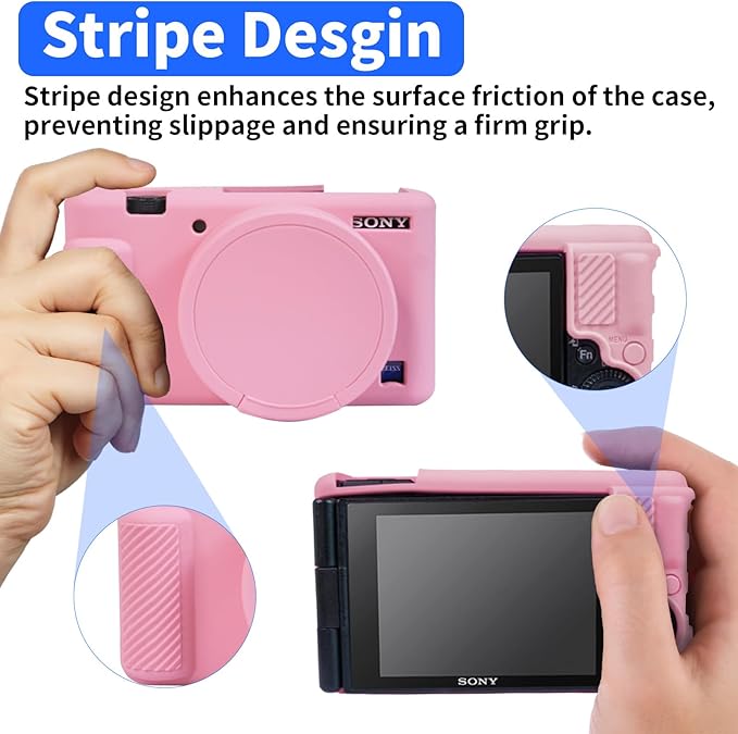 Camera Case for Sony ZV-1, ZV1 Camera Cover Silicone Camera Sleeve Body Skin Protective Case with Removable Lens Cap for Sony ZV 1 Digital Camera, Pink