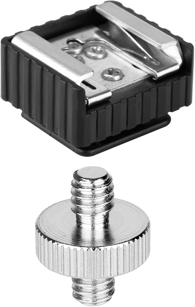 Flash Shoe Mount Adapter to 1/4 Thread Hole with 1/4"-20 Male Tripod Screw Adapter for Light Stands Umbrella Holder Flash Bracket, Strong and Solid
