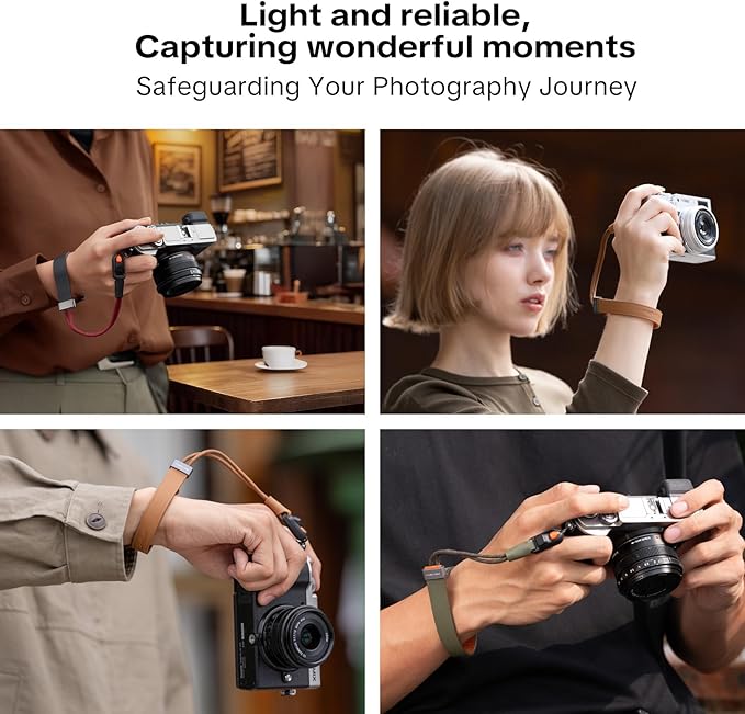 PGYTECH Camera Wrist Strap Slim Vintage Style, Adjustable Quick Release Anti-Drop Leather Hand Strap for Fujifilm/Sony/Canon Camera/Smartphone, Retro Camera Strap, 55.1lb Capacity, Midnight Black
