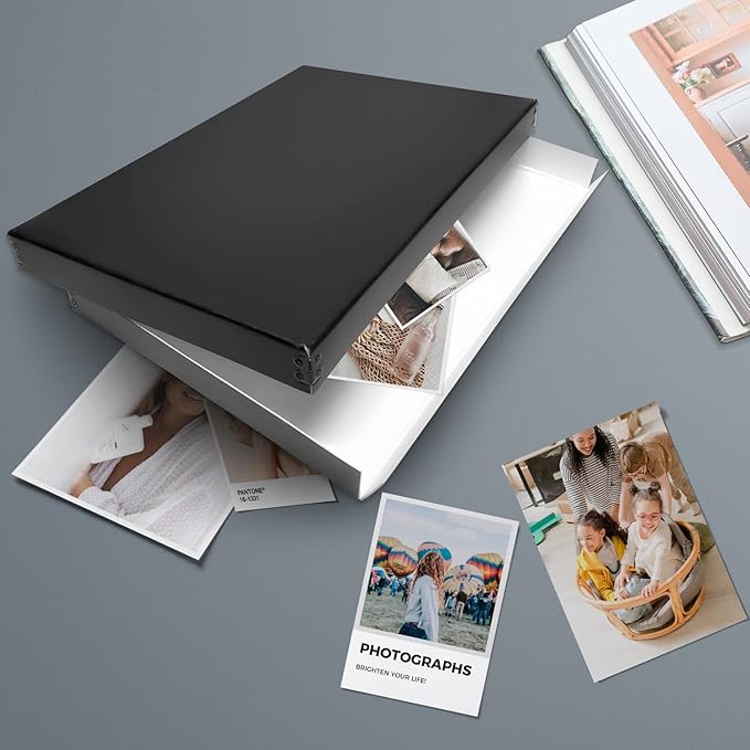 Lineco Museum Archival Storage Box, 11.75x17.75x1.5 in. Drop Front Design. Acid-Free with Metal Edge. Organize Photos, Pictures, Prints, Documents, Crafts, DIY. Black, 1 Pack