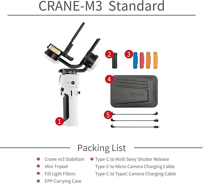 Zhiyun Crane M3 Gimbal 3-Axis Handheld Stabilizer All in One Design for Mirrorless Cameras,Smartphone,Action Cameras(Crane M2 Upgrade Version 2021)