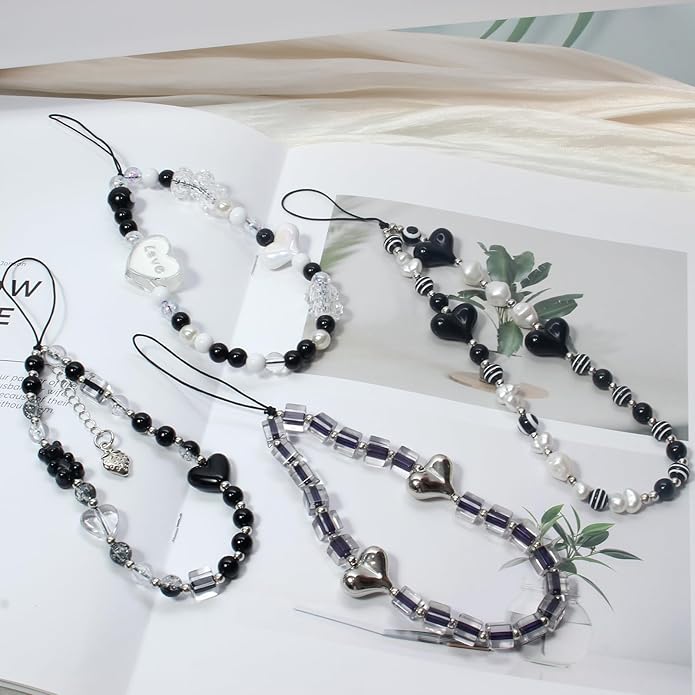 Cute Digital Camera Wrist Strap,Beaded Phone Charms wristlet Strap,Kawaii Bracelet Wrist Lanyard,Charm Holder for Women