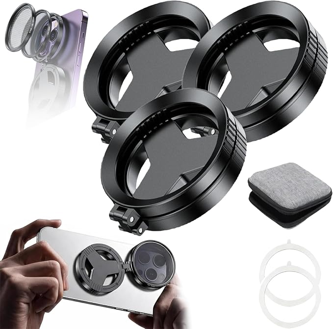 Anti-Glare Magnetic Phone Filter,2"/52mm Cpl Anti-Reflection Polarizing Filter,Quick Mount,Foldable Portable Polarizing Lens Attachment,Anti-Glare, Reduces Reflections Enhances Colors (3Pcs)