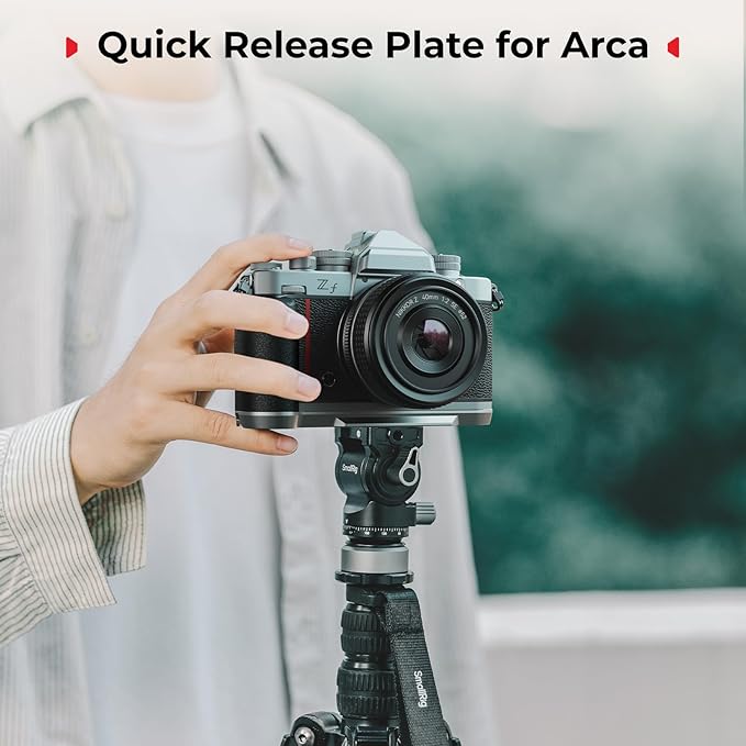 SmallRig Silicone L-Shape Grip for Nikon Z f Built-in Quick Release Plate for Arca and Wrist Strap Hole, Ergonomic Silicone Handgrip with 1/4"-20 Threaded Holes for Tripods (Silver) - 5706
