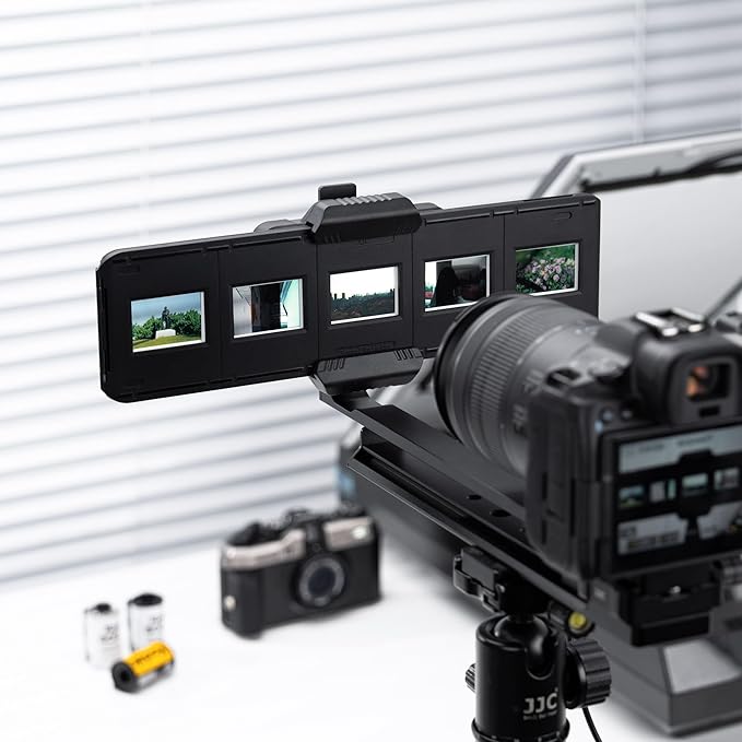JJC Slide Mount Holder for 35mm Compatible with Film Scanners Copying Equipment, Holds 5 Negative Frames On Digitizing Adapter Set