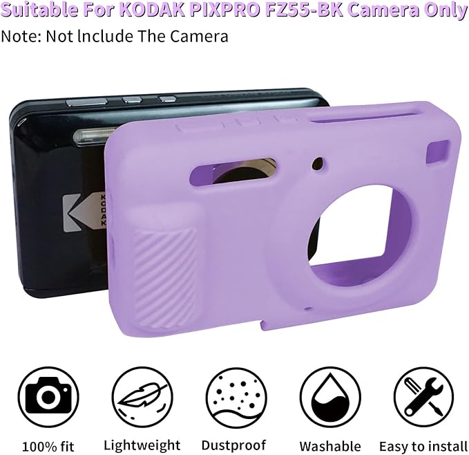 Easy Hood Camera Case for Kodak PIXPRO FZ55, Soft Silicone Cover Anti-Scratch Slim Fit FZ55 DSLR Camera Sleeve Body Skin Travel Protective Case, Purple