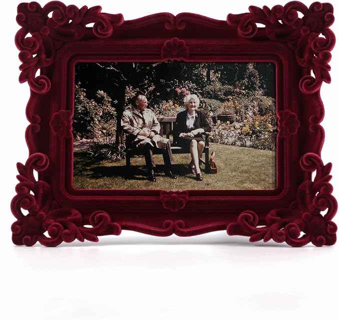 5x7 Retro Picture Frame for Tabletop Gallery Wall Decor, Vintage Ornate Photo Frame with Real Glass for Living Room Bedroom, Small Rococo Decorative Frame for Oil Paintings Posters (Wine Red)