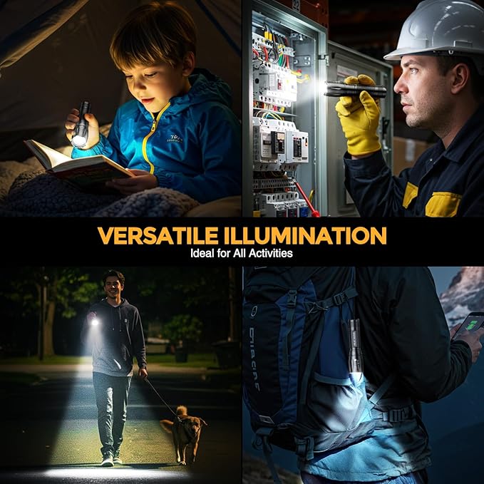 3 Pack Rechargeable Flashlights High Lumens, Brighter Small Flashlight Powerful Tactical Flashlights Rechargeable, Waterproof LED Flashlight with 3 Modes Zoomable for Camping Emergency