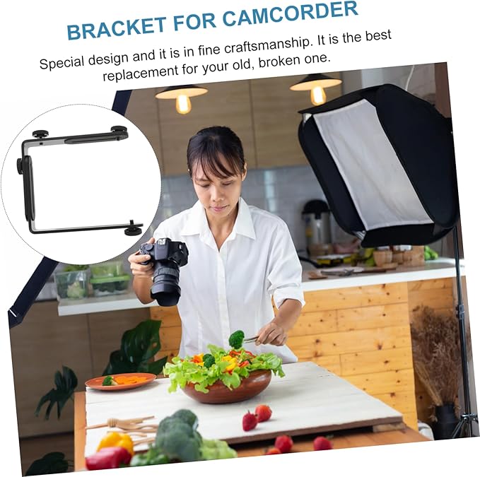 OSALADI Dual Shaped Metal Bracket for DSLR Camcorder Flash Light Holder Photography Accessory with Matte Non Slip Surface for Portrait and Landscape Shots