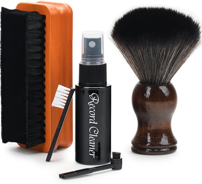 6-in-1 Vinyl Record Cleaning Kit | Vinyl Record Cleaner Kit – Includes 2in1 Velvet Microfiber Brush, Soft Antistatic Nano Fiber Brush, Cleaning Liquid, Duster & Stylus Brush, Storage Box, for Records