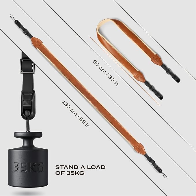 C Coiro Classic Leather Camera Strap with Quick Release, Sling Neck DSLR SLR Camera Shoulder Strap for Photographers