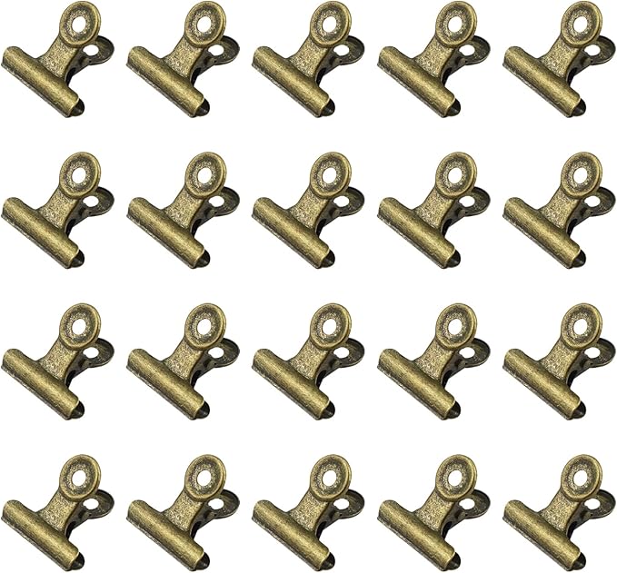 YETOOME 20 Pieces Metal Bulldog Binder Clips, 1.2 Inch Hinge Paper Clips Clamps for Food Bags, Pictures Photos, Art Crafts, Home Office Supplies (Bronze)