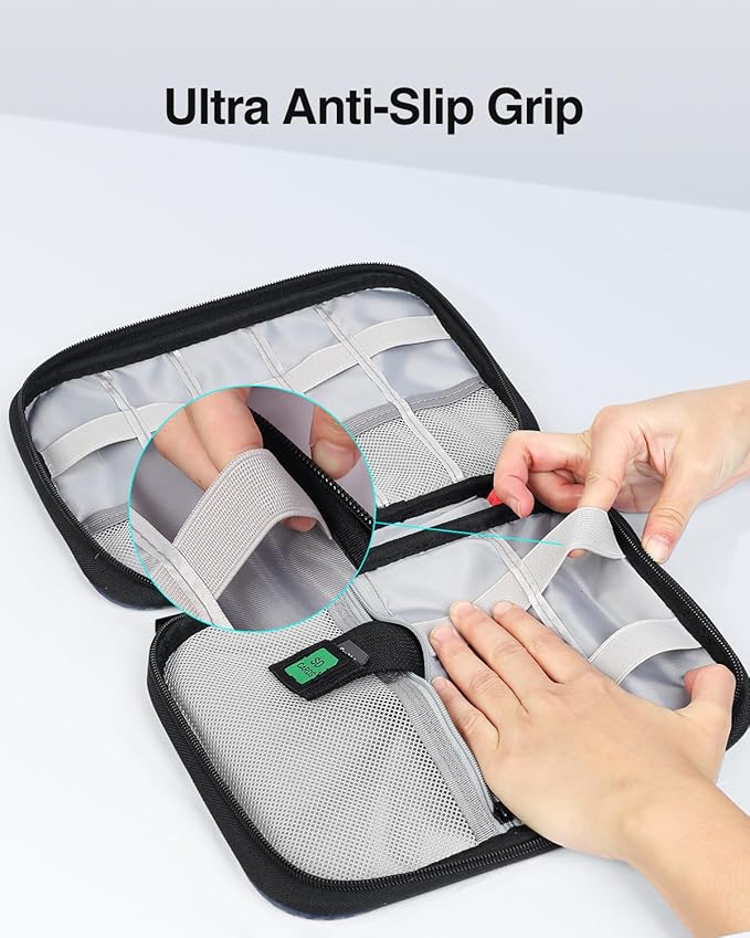 Luxtude Cable Organizer Bag, Travel Cord Organizer Bag, Electronic Organizer Travel Case, Portable Charger Organizer Case, Compact Tech Bag & Wire Pouch, Cable & Cord Storage, Light Blue