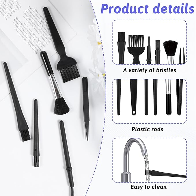 6 PCS Mini Keyboards Cleaner Brushes Kit, Small Keyboard Brush Nylon Anti Static Dusting Brush Electronics Cleaning Small Spaces Keyboard Cleaning Brushes for Cleanings Computer Motherboard Camera