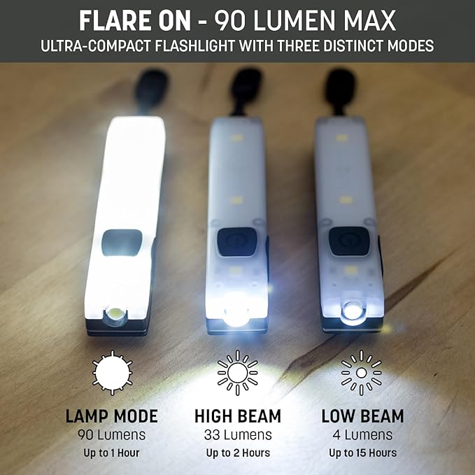 Keyport Pocket Flare 2.0 Mini Flashlight - Premium Ultra-Bright Rechargeable EDC Keychain Flashlight with Pocket Clip - Compact Slim Flat LED Light for Everyday Carry - Ideal Purse Light - Modular