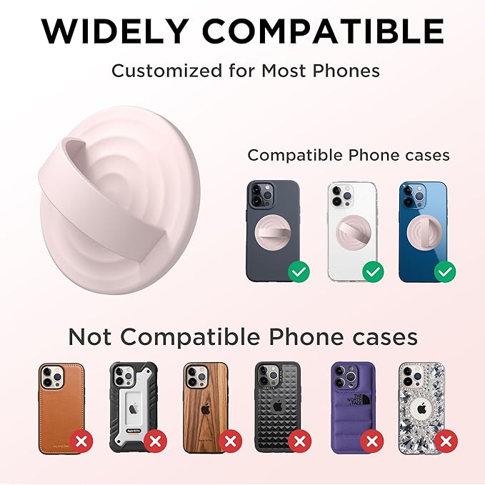 Magnetic Phone Grip Ring Holder, Liquid Silicone Magnet Cell Phone Grip Finger Loop, Compatible with Magsafe, Back of Phone for iPhone 17/16/15/14/13/12 Series, Lovely Pink