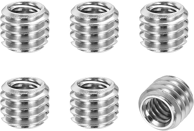 PATIKIL 6pcs 1/4" Female to 3/8" Male Thread Reducing Adapter Tripod Mount Screw Carbon Steel Adapter for Tripod Monopod of Camera, Silver