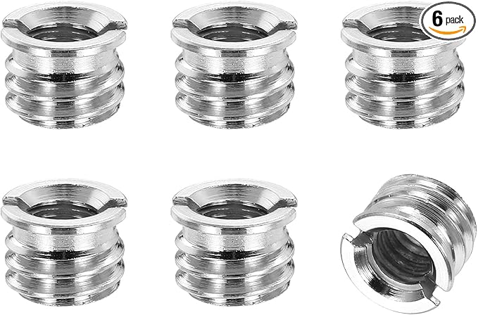 PATIKIL 6pcs M6 Female to 3/8" Male Thread Reducing Adapter Tripod Mount Screw Carbon Steel Adapter for Tripod Monopod of Camera, Silver