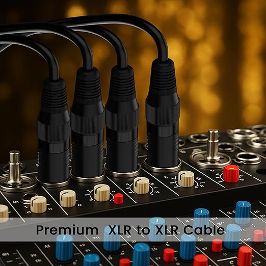 XLR Microphone Cable 100FT 4 Pack, Gold-Plated 3 Pin XLR Male to Female Balanced Mic Audio Cord, AL & OFC Dual Shielded Patch Cable for Speaker, Podcast, Mixer, Amplifier, Recording