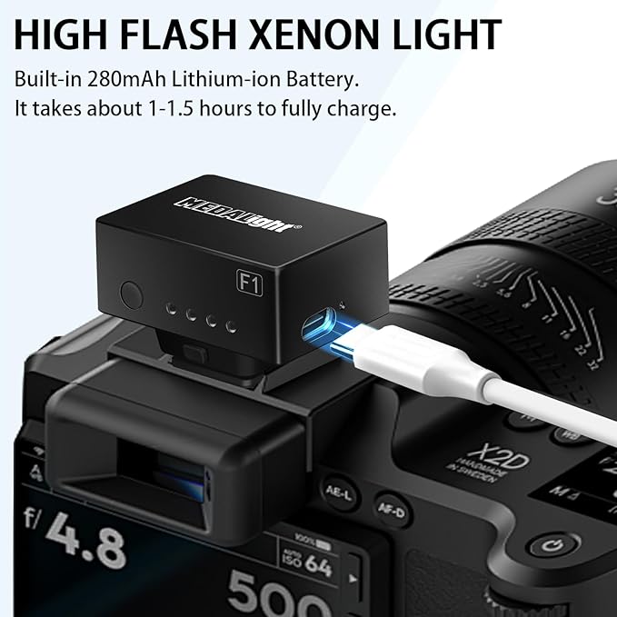 F1 Mini Camera Flash Camera Flash Speedlite for Ricoh (GR3/GR3X,etc.) Nikon/Canon/Fuji,Digital Film Cameras,Mini hot Shoe Flash for DSLR Camera（Not Compatible for Sony ZV-1F.