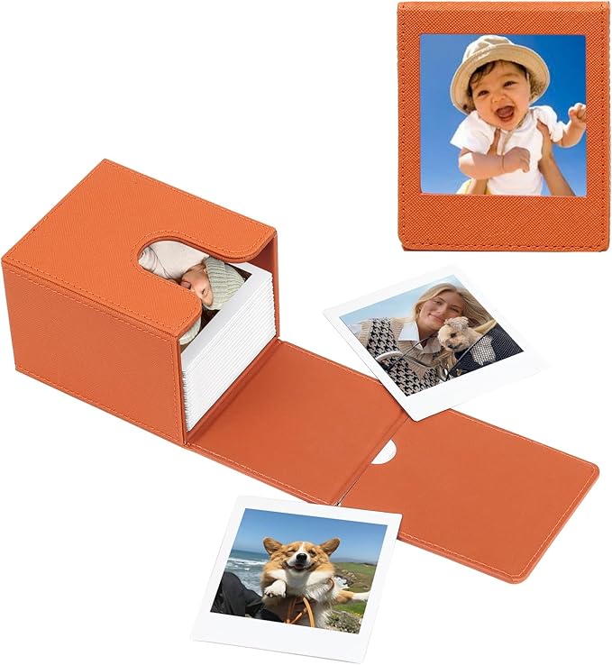 WOGOZAN Picture Holder Case for Fujifilm Instax Link Square SQ40 SQ1 SQ6 SQ10 SQ20 SP-3 Instant 2.9x3.4 Inches Film Camera Accessories Photo Pouch Protection Case Can Hold 80 Films (Only One)- Brown