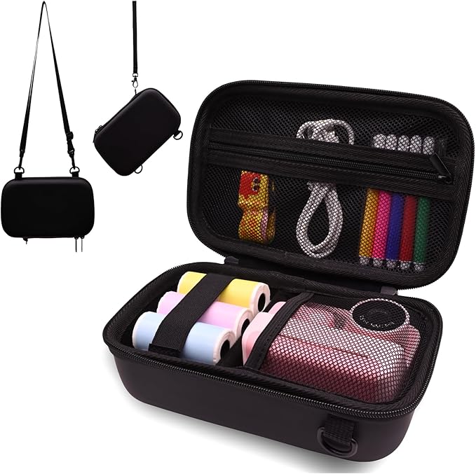 Instant Print Film Camera Case for Kid Cameras & Digital Video Camera, Hard Storage Holder Organizer Bag Compatible with ESOXOFFORE/Dylanto/Anchioo/MINIBEAR and More (Black)