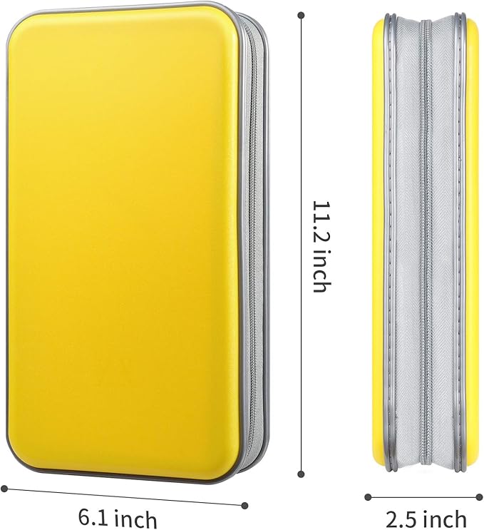 alavisxf xx CD Case, 96 Capacity Hard Plastic CD Holder Protective DVD Disc Storage Case Holder Portable Zipper CD DVD Organizer Storage Wallet for Car Home Travel (96 Capacity, Yellow)