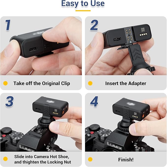 JJC Cold Shoe Mount Adapter for DJI Mic 2 with 1/4"-20, Durable ABS Cold Shoe Adapter for DJI Mic2 Only, Hot Shoe Accessories for DSLR Camera Vlogging Video Recording