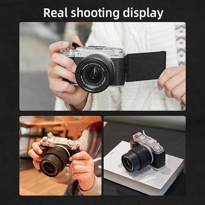 XM5 Metal Thumb Grip for Fujifilm XM5 Camera, Thumb Up Rest Anti-Slip Grip with Hot Shoe Shutter Button Cover Protector for Fuji FUJIFILM X-M5 Camera, with Anti-Scratch Silicone Pad (Black)