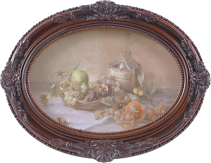 Vintage Picture Frames 4x6 Ornate Distressed Brown Antique Pictue Frames with Real Glass Cover for Wall & Tabletop Display Victorian Home Decor Gallery Wall Decor,Oval