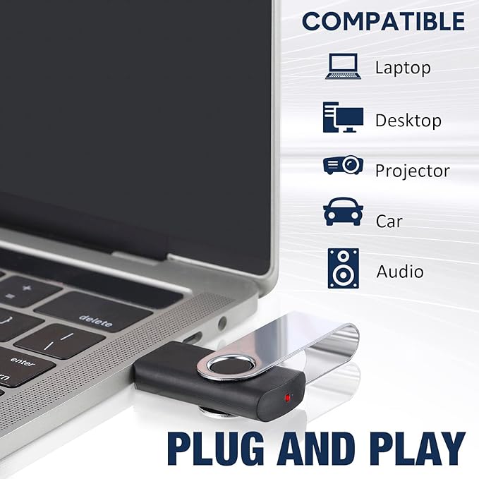 5 Pack 128GB USB Flash Drive with Type C Adapter and Storage Box USB 2.0 High Speed Metal Pen Drive 360° Rotatable Storage Memory Stick for Phone/Pad/PC/Laptop/Android - Black(5-Pack 128GB)