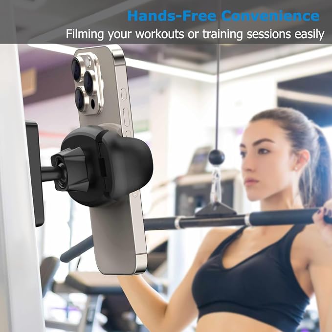 Magnetic Phone Holder for Gym【8pcs Strong Magnets】360° Adjustable Gym Magnetic Phone Tripod Mount Attach to Metal Surface, Gym Accessories for Women Men Workout Essentials for 4-7" Cell Phones
