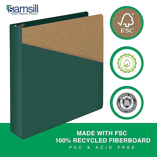 Samsill Durable 1.5 Inch Binder, Made in The USA, D Ring Binder, Customizable Clear View Cover, Forest Green, Holds 350 Pages