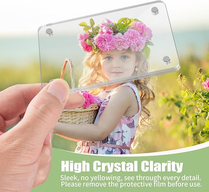 FDKYOEK 4 PCS Car Photo Holder, Car Picture Holder, Transparent Acrylic Car Photo Clip, Photo Car Visor Clip, Personalized Sun Visor Picture Clip for Car, Car Sun Visor Photo Holder