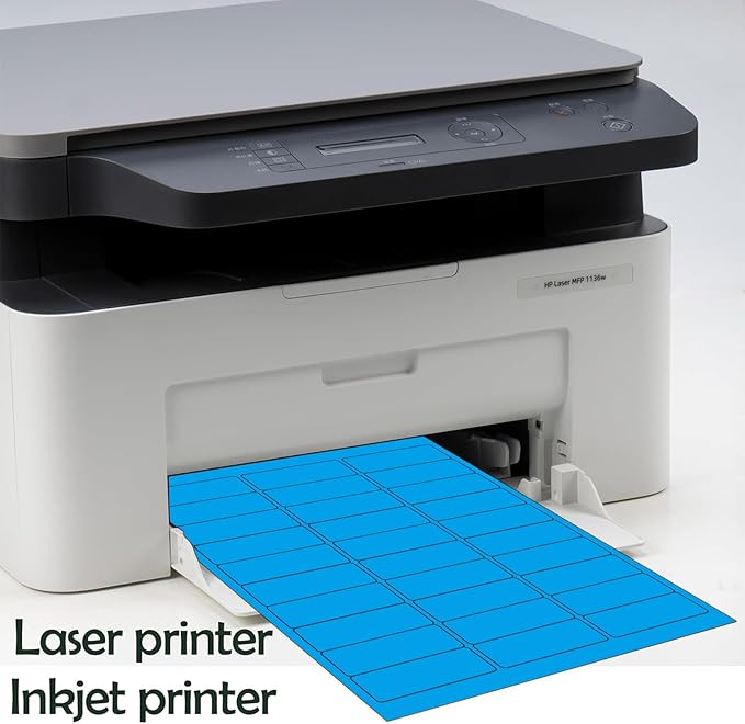 Colored Labels, 1''*2.625'', 8 Colors, 400 Labels, Permanent Adhesive, for Laser/Inkjet Printers