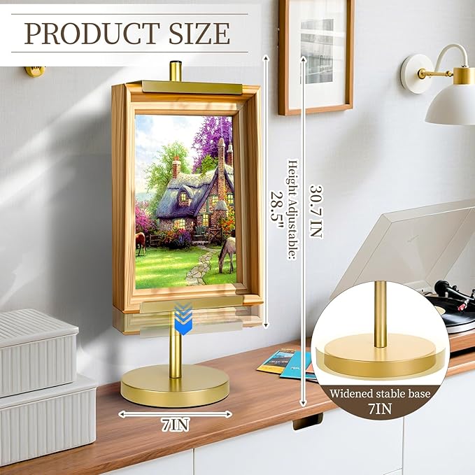 Photo Frame Tabletop Easel Stand-Heavy Duty Tabletop Display Easel, French Style Gold Easel Stand,Picture Frame Stand for Wedding/Art/Photos,Picture Easels (Gold, 28inch)