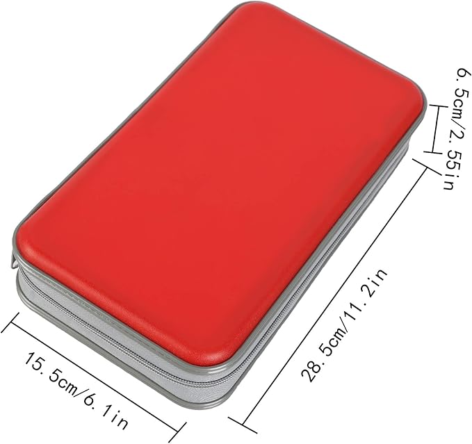 UENTIP 96 Capacity CD Case,Portable DVD Hard Plastic Case Holder CD Organizer Wallet Protective DVD Storage (96, red)
