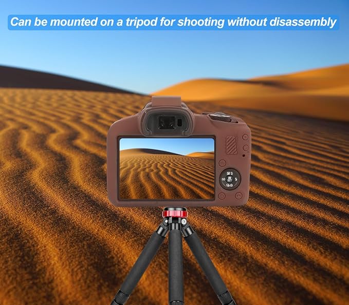 Pocoukate Case for Canon EOS R100 Camera, Soft Silicone Protective Cover Skin with EOS R100 Screen Protector Accessories for EOS R100 Mirrorless Camera Silicone Case - Coffee