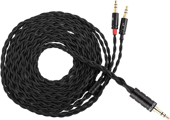 Linsoul Tripowin Nova Monitor Headphone Cable, Over-Ear Headphone Wire, 4-Strand Silver Foil/OCC Hybrid Upgrade Cable, 2M, Dual 3.5mm to 4.4mm/3.5mm/XLR Plug, for Musicians Audiophiles (3.5mm, Black)