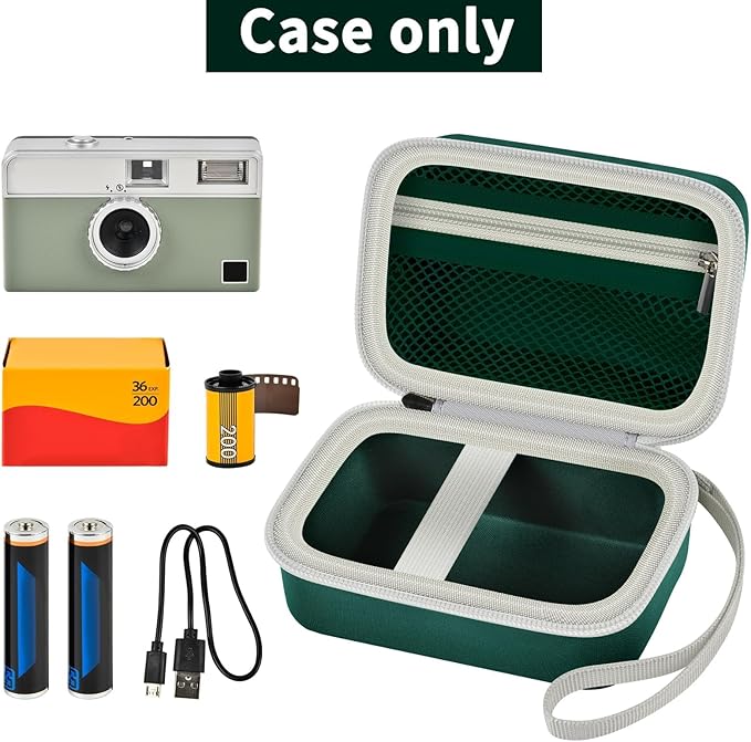 Grapsa Digital Camera Case Compatible with KODAK EKTAR H35 H35N Half Frame Film Camera, Storage Holder Organizer for Kodak Ultra F9 M35 M38 Paper Shoot kamera, 35mm Film Rolls (Box Only) - Dark Green