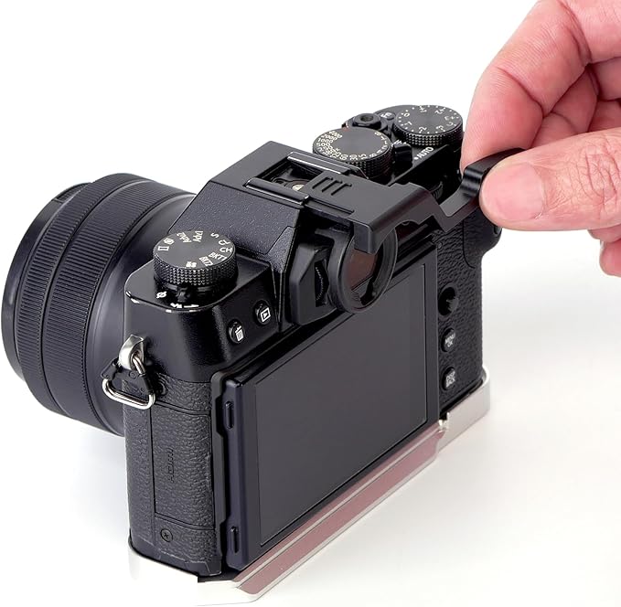 Metal Thumbs Up Grip Compatible with Fuji Fujifilm X-T30III/X-T20III/X-T10III/X-T30II/X-T20II/ X-T10II/XT30/XT20/XT10/X-T50 Mirrorless Cameras Thumb Rest Support with Hot Shoe Cover (Black)