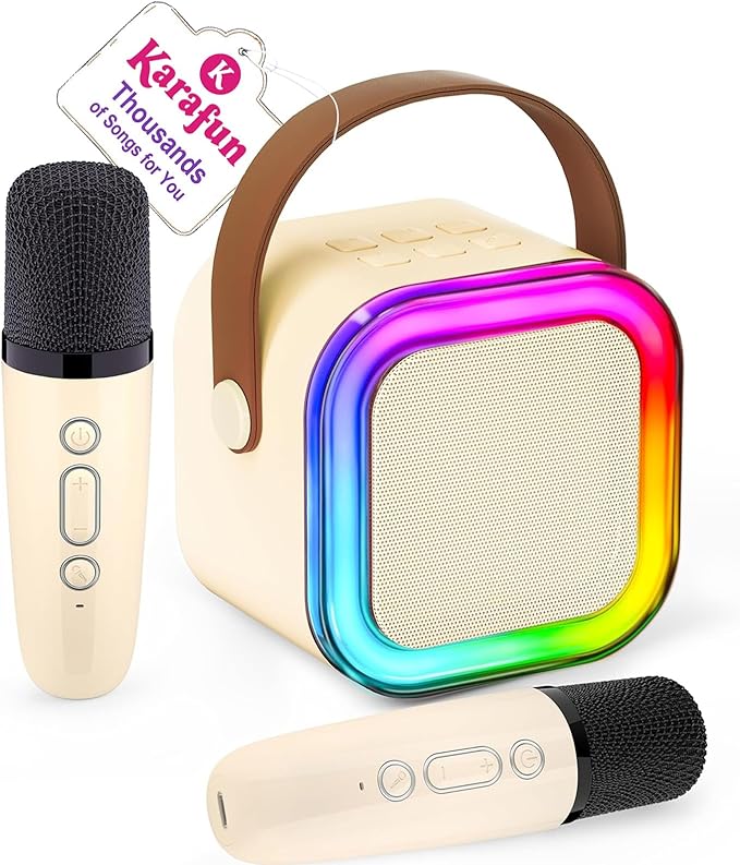 Mini Karaoke Machine for Kids, 2026 TOP Toys Birthday Gifts Ideas for Girls Ages 4, 5, 6, 7, 8, 9, 10, 12+ Years Old, Portable MP3 Player with 2 Wireless Mics for Family Home Party