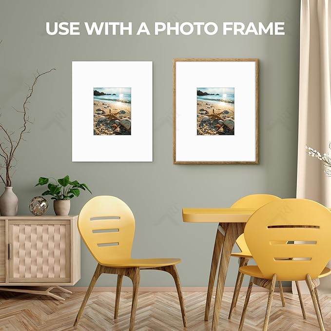 Golden State Art, Acid Free, Pack of 5, 16x20 White Picture Mats Mattes with White Core Bevel Cut for 8x10 Photo + Backing + Bags