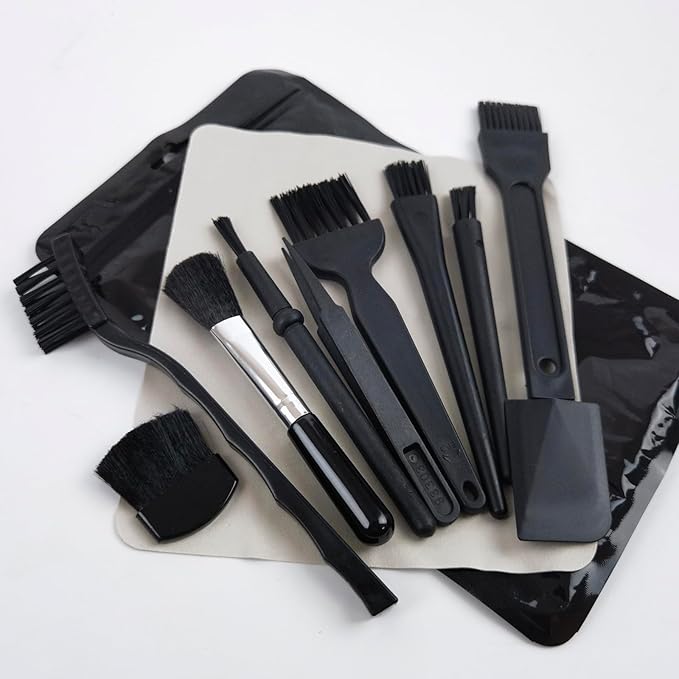 Computer Crevices Anti-Static Cleaning Brush Set, PP Handle Nylon Bristles Electronic Device Dust Removal Brush for GPU SSD Keyboard Motherboard Cleaning (A Kits)
