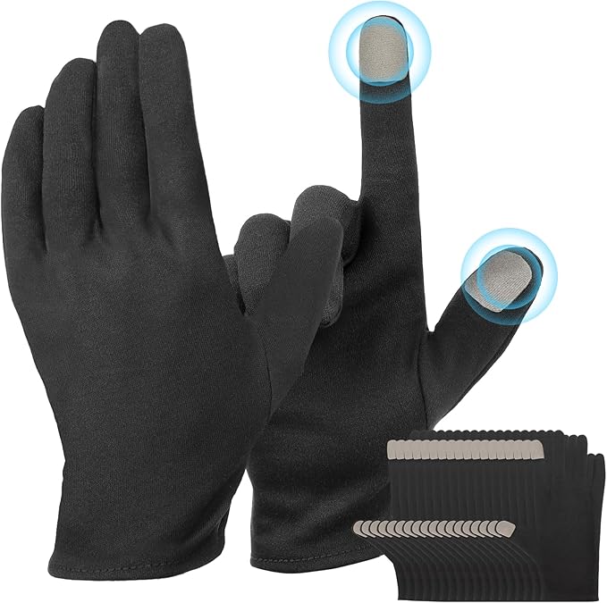 ENPOINT Touch Screen Gloves, Black Cotton Gloves for Dry Hands Sleeping, Moisturizing Gloves Black Gloves Men and Women, 10 Pairs Black Work Gloves for Photography, Coin Handling, Jewelry, Large