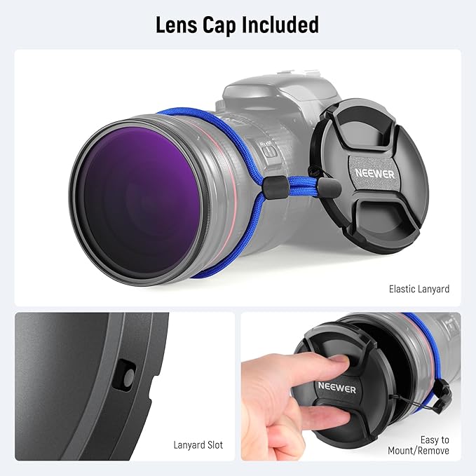 NEEWER 58mm ND2-32 (1-5 Stops) Variable ND Filter with Lens Cap, Cleaning Cloth, Precise Neutral Density Adjustment, Multicoated Optical Glass, Camera Photography Accessories