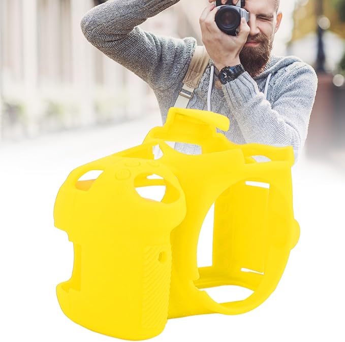 Silicone Camera Case for D3100, Rubber Housing Protective Cover Anti Shock Anti Slip DSLR Skin Cover, Full Body Detachable Cage (Yellow)