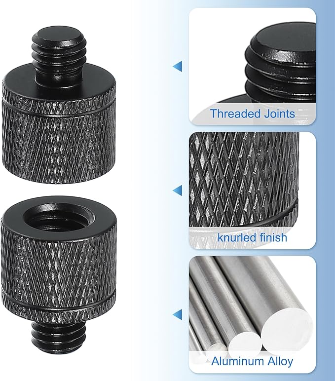 PATIKIL Tripod Screw Adapter 3/8" Female to M8 Male, 4 Pcs Tripod Nut Connectors Camera Mount Screw Camera Double Head Converter for Microphone Holder Magic Arms Accessories, 20 mm