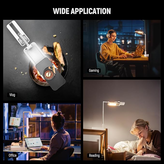 NEEWER ENTRY LEVEL VERSION 4W Overhead Desk Stand Phone Mount Foldable with LED Light/Remote/Phone Holder for Selfie Video Recording Stream, 990lx/0.3m 3 Modes CRI80 1000mAh Rechargeable Portable, V10