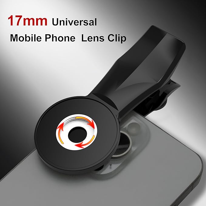 18mm Wide Angle Lens for iPhone Samsung and Android Smartphone, with 17mm Thread Universal Phone Lens Clip and Black Portable Bag